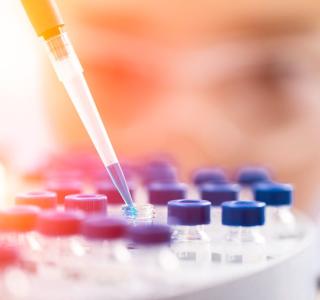 Close-up of lab vials